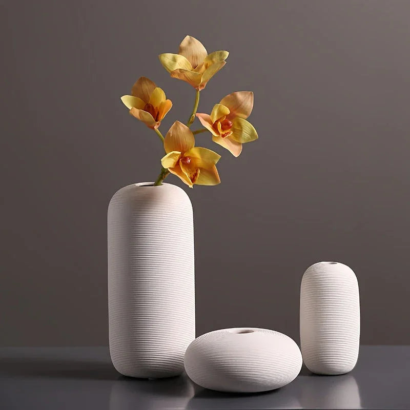 Ceramic Scandinavian Vase for Tabletop Flower Arrangement, angled view - House Of Avana [[SKU:HOA-VAS-020]]