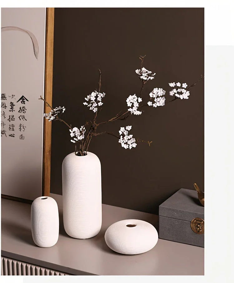 Ceramic Scandinavian Vase for Tabletop Flower Arrangement, angled view - House Of Avana