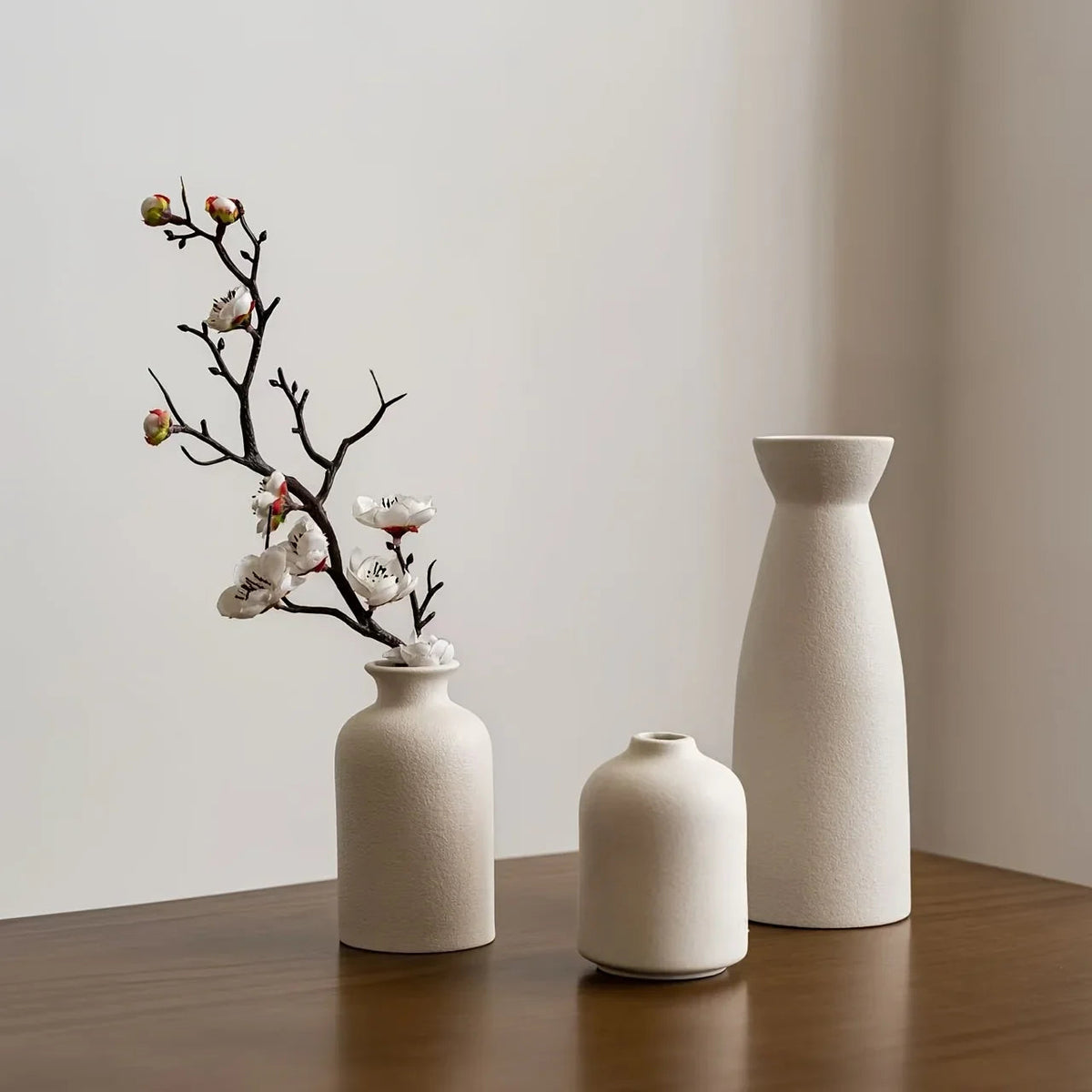 Ceramic Vase Set of Modern Boho Style Vases, angled view - House Of Avana [[SKU:HOA-VAS-025]]