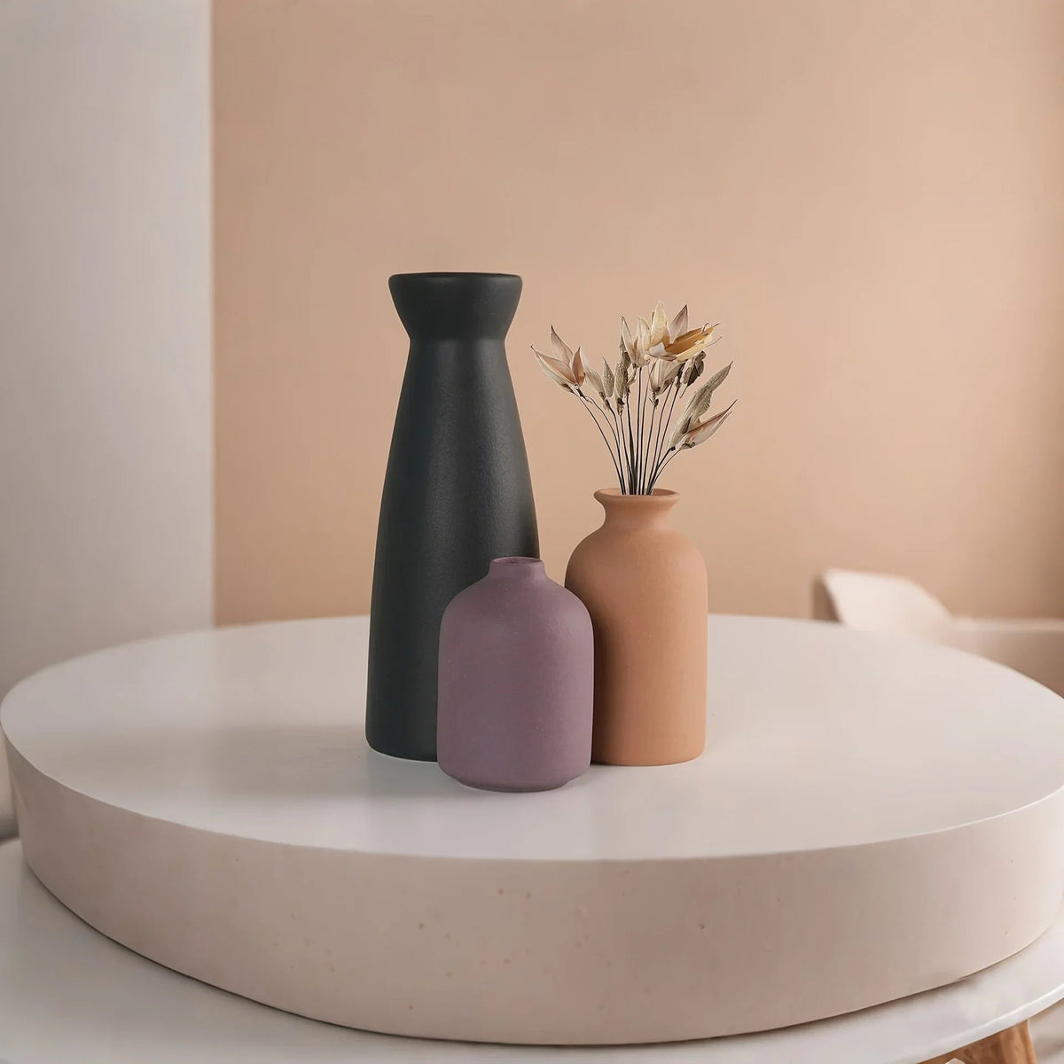 Ceramic Vase Set of Modern Boho Style Vases, in-use display - House Of Avana [[SKU:HOA-VAS-025]]