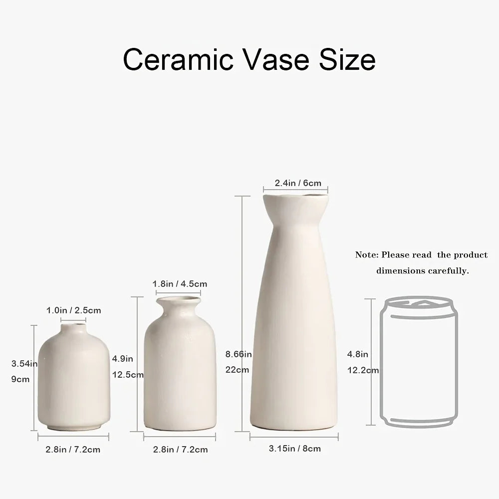 Ceramic Vase Set of Modern Boho Style Vases, side view - House Of Avana