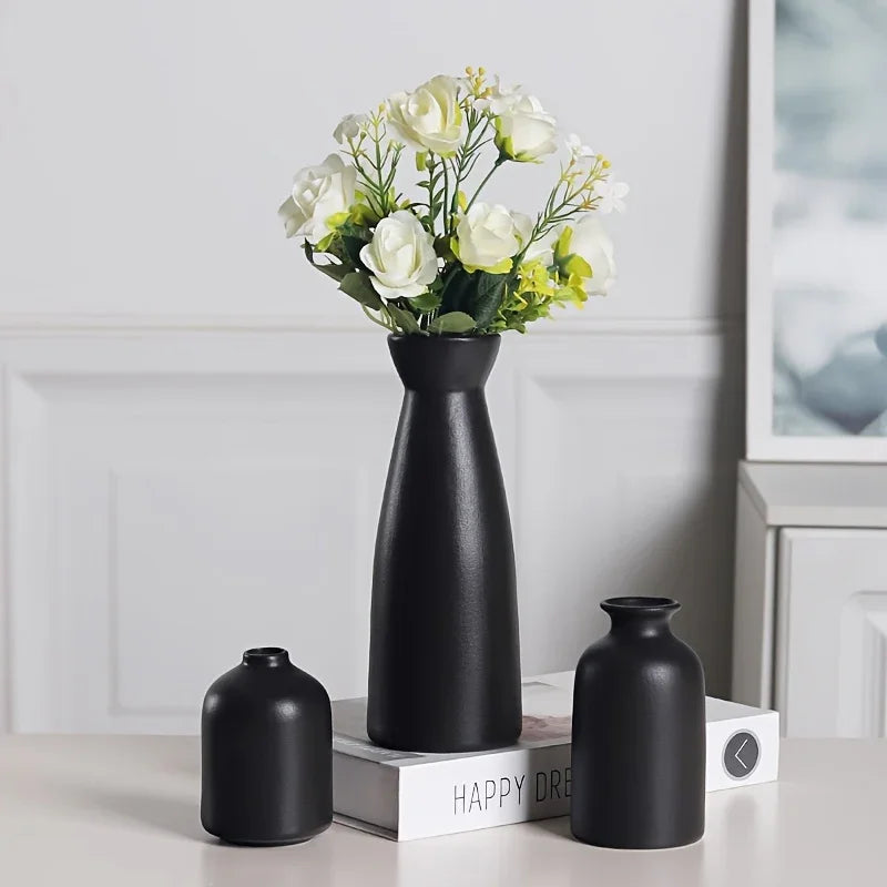 Ceramic Vase Set of Modern Boho Style Vases, top view - House Of Avana