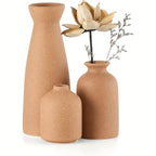 Ceramic Vase Set of Modern Boho Style Vases, angled view - House Of Avana