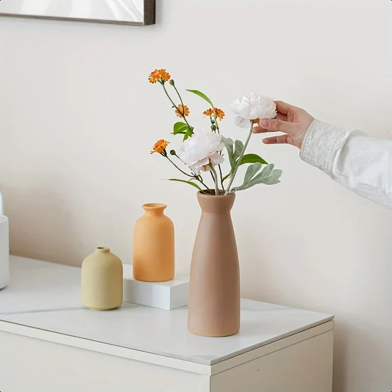 Ceramic Vase Set of Modern Boho Style Vases, angled view - House Of Avana