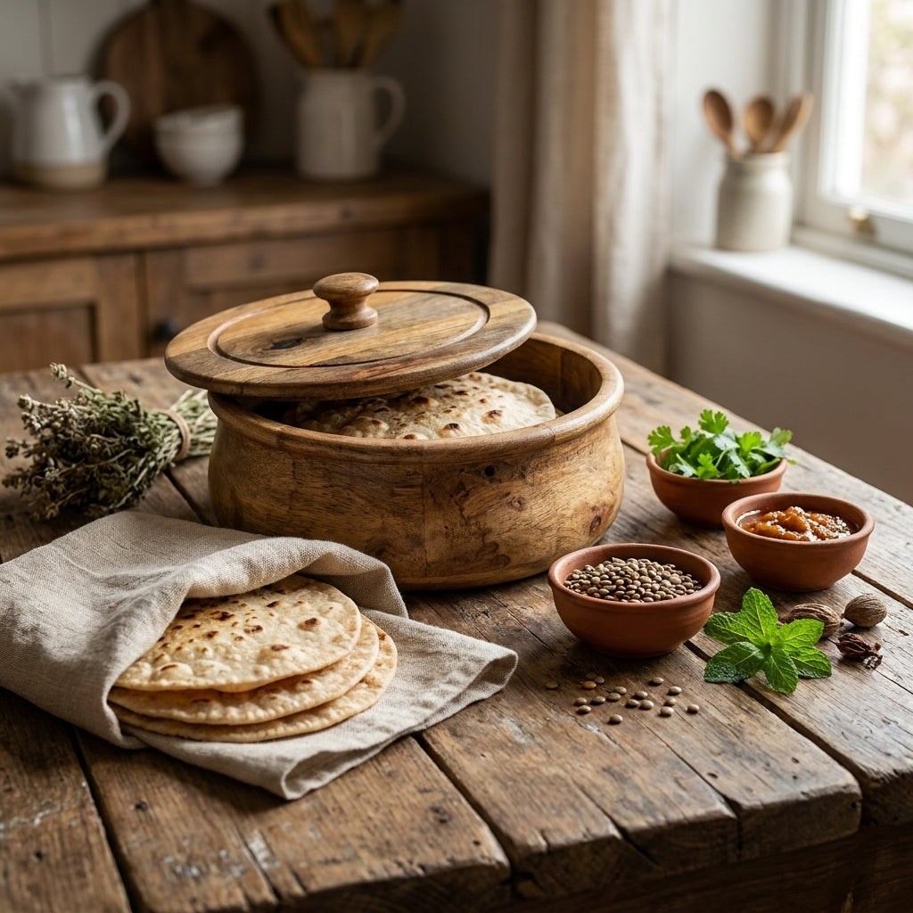 Large Mango Wood Flatbread Box