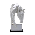 Geometric Horse Head Sculpture – White Resin [[SKU:HOA-SCU-544]]