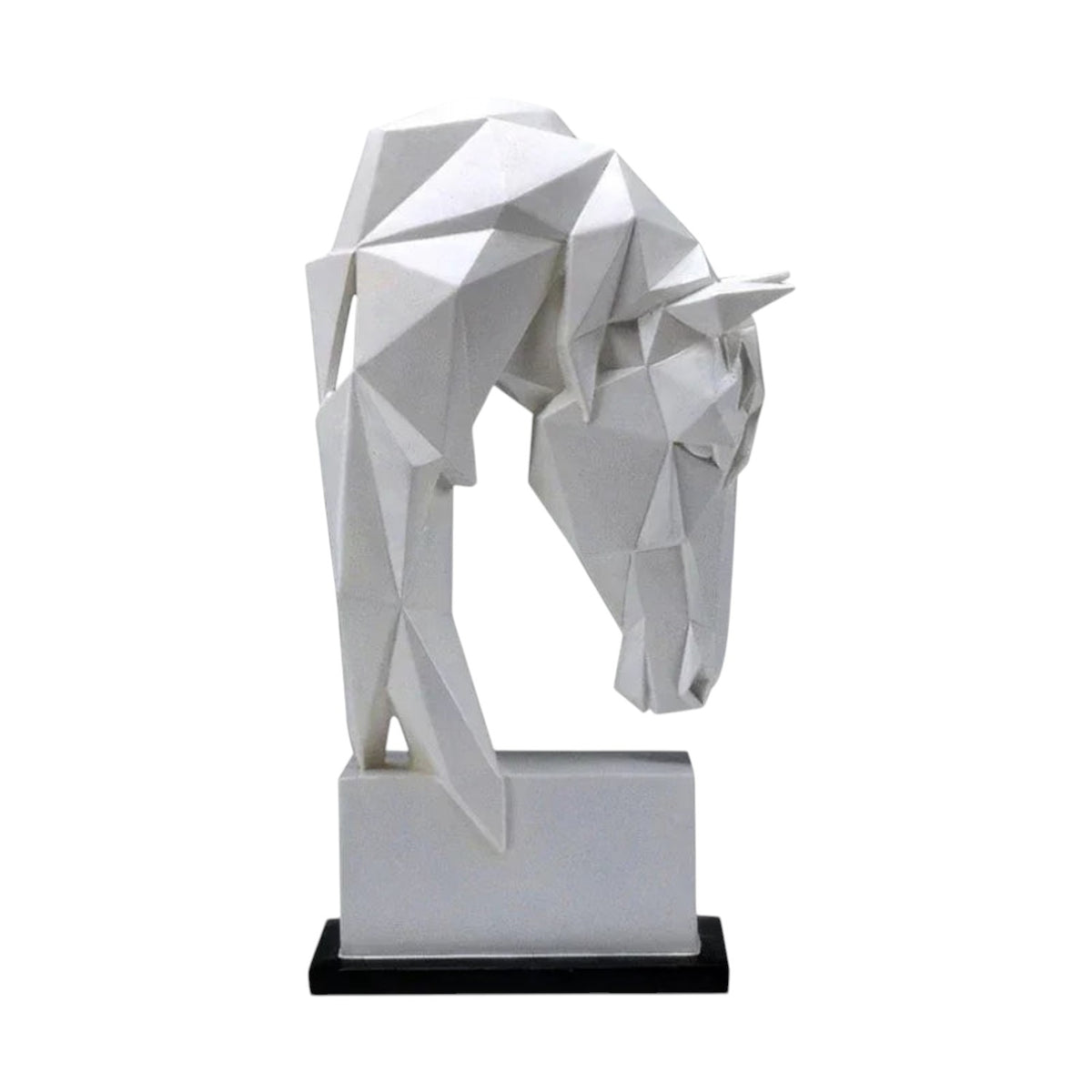 Geometric Horse Head Sculpture – White Resin [[SKU:HOA-SCU-544]]