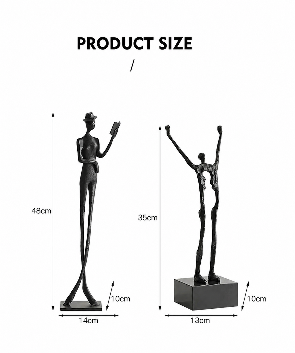 Acrobatic Sculpture Black with Silver Sphere for Modern Homes