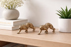 Retro Brass Miniature Leopard Figurine Tabletop