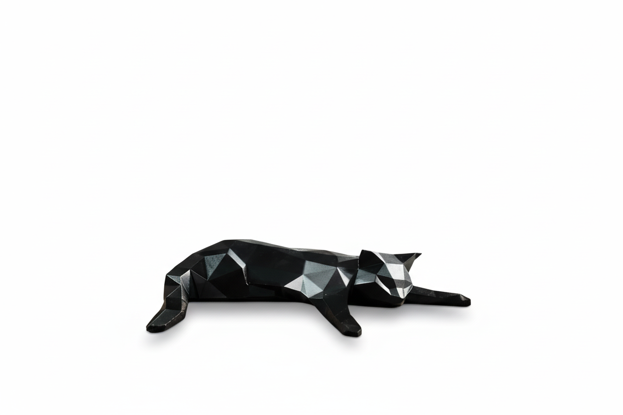 Geometric Lying Cat Figurine