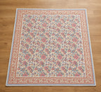 Cream & Rose Pink Dusty Blue Jaipur Indian hand block print floral quilted comforter | hand block printed muslin cotton quilt Jaipur India | Indian handicraft bedding | Sanganer floral comforter Queen King | artisan block print | House of Avana