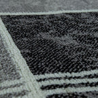 Checked Area Rug Marble Effect Modern Grey Red, side view - House Of Avana