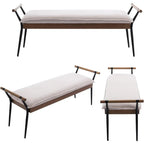 Modern Chenille Entryway Bench with Arms - Upholstered Ottoman Bench with Metal Legs, 3.2+ Cubic Feet Storage, 27" Height, Vintage Style Hardwood Frame & Soft Cushioned Seat for Bedroom, Living Room, Entryway - Elegant Footst House Of Avana [[SKU:HOA-BEN-400]]