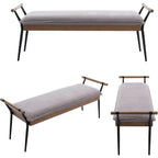 Modern Chenille Entryway Bench with Arms - Upholstered Ottoman Bench with Metal Legs, 3.2+ Cubic Feet Storage, 27" Height, Vintage Style Hardwood Frame & Soft Cushioned Seat for Bedroom, Living Room, Entryway - Elegant Footst House Of Avana [[SKU:HOA-BEN-400]]