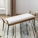 Modern Chenille Entryway Bench with Arms - Upholstered Ottoman Bench with Metal Legs, 3.2+ Cubic Feet Storage, 27" Height, Vintage Style Hardwood Frame & Soft Cushioned Seat for Bedroom, Living Room, Entryway - Elegant Footst House Of Avana