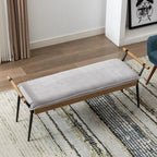 Modern Chenille Entryway Bench with Arms - Upholstered Ottoman Bench with Metal Legs, 3.2+ Cubic Feet Storage, 27" Height, Vintage Style Hardwood Frame & Soft Cushioned Seat for Bedroom, Living Room, Entryway - Elegant Footst House Of Avana [[SKU:HOA-BEN-400]]