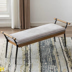 Modern Chenille Entryway Bench with Arms - Upholstered Ottoman Bench with Metal Legs, 3.2+ Cubic Feet Storage, 27" Height, Vintage Style Hardwood Frame & Soft Cushioned Seat for Bedroom, Living Room, Entryway - Elegant Footst House Of Avana [[SKU:HOA-BEN-400]]