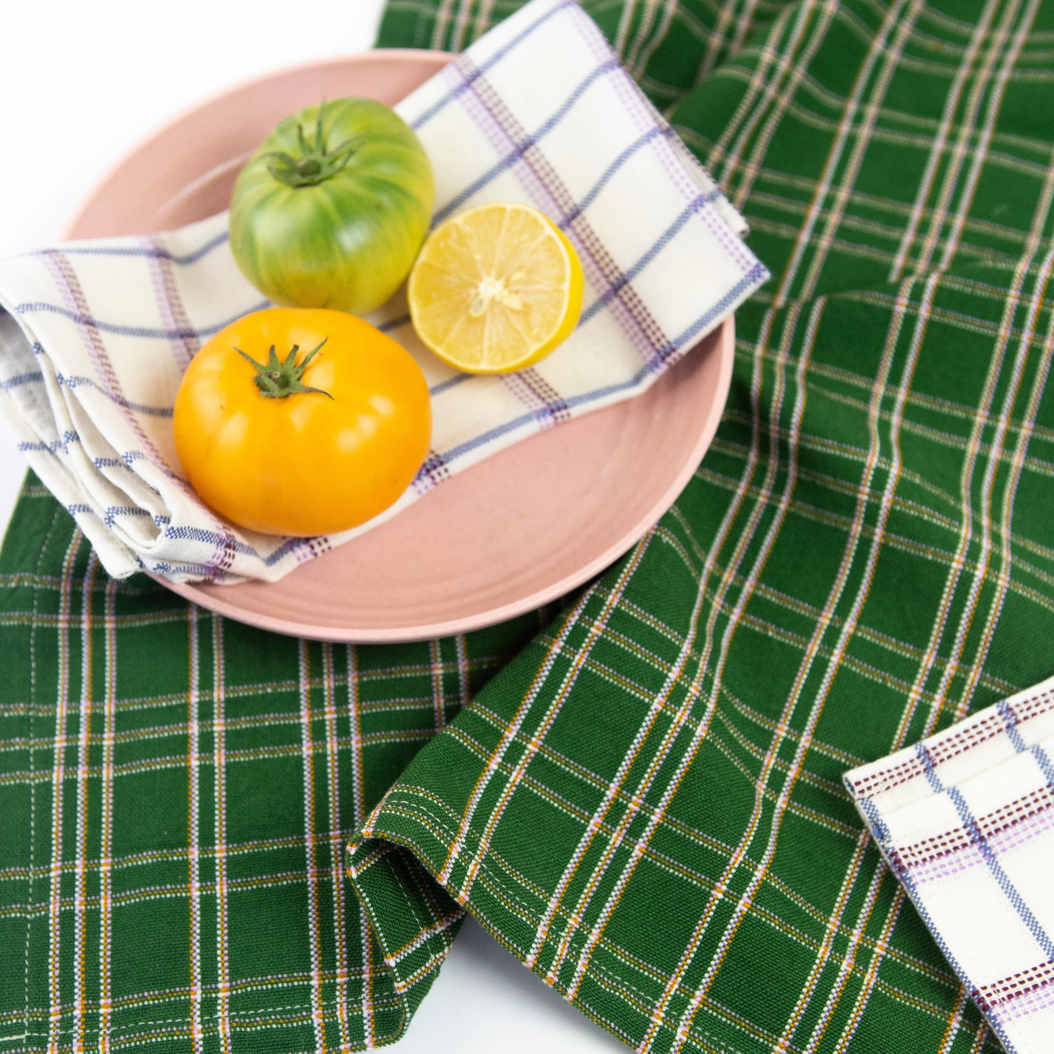 Chiapas Plaid Forest Green Kitchen Towel Archive New York