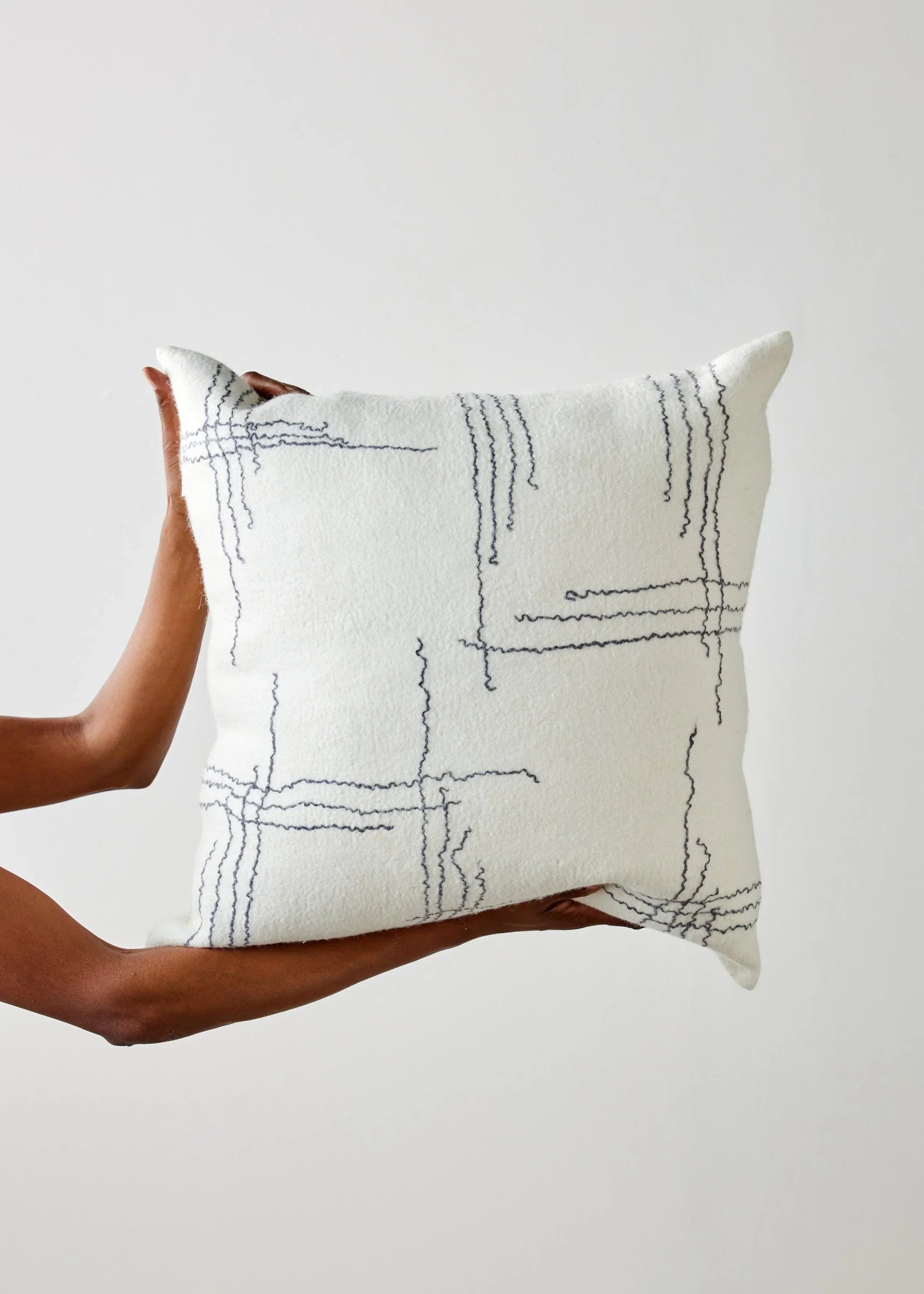 Linear Organic Wool and Silk Throw Pillow Kanju Interiors