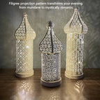 Christmas Decoration Led Illuminated Wind Lantern Iron Art Ornament, New Moroccan White Iron Hollow... - House Of Avana [[SKU:HOA-SCU-192]]