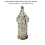 Christmas Decoration Led Illuminated Wind Lantern Iron Art Ornament, New Moroccan White Iron Hollow... - House Of Avana [[SKU:HOA-SCU-192]]