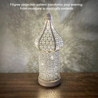Christmas Decoration Led Illuminated Wind Lantern Iron Art Ornament, New Moroccan White Iron Hollow... - House Of Avana [[SKU:HOA-SCU-192]]