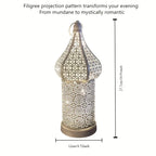 Christmas Decoration Led Illuminated Wind Lantern Iron Art Ornament, New Moroccan White Iron Hollow... - House Of Avana