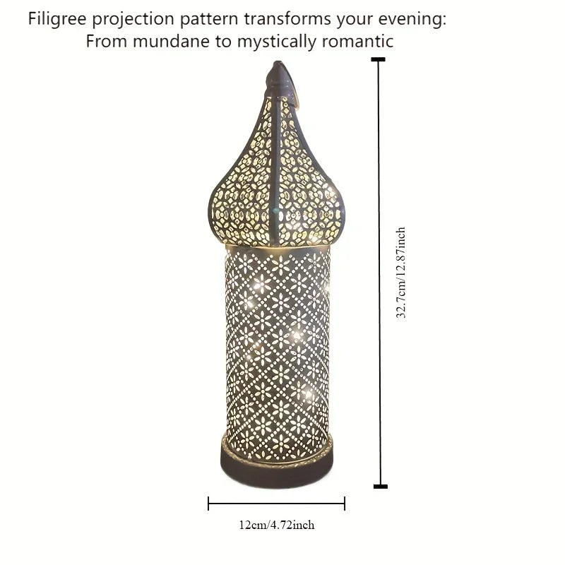 Christmas Decoration Led Illuminated Wind Lantern Iron Art Ornament, New Moroccan White Iron Hollow... - House Of Avana