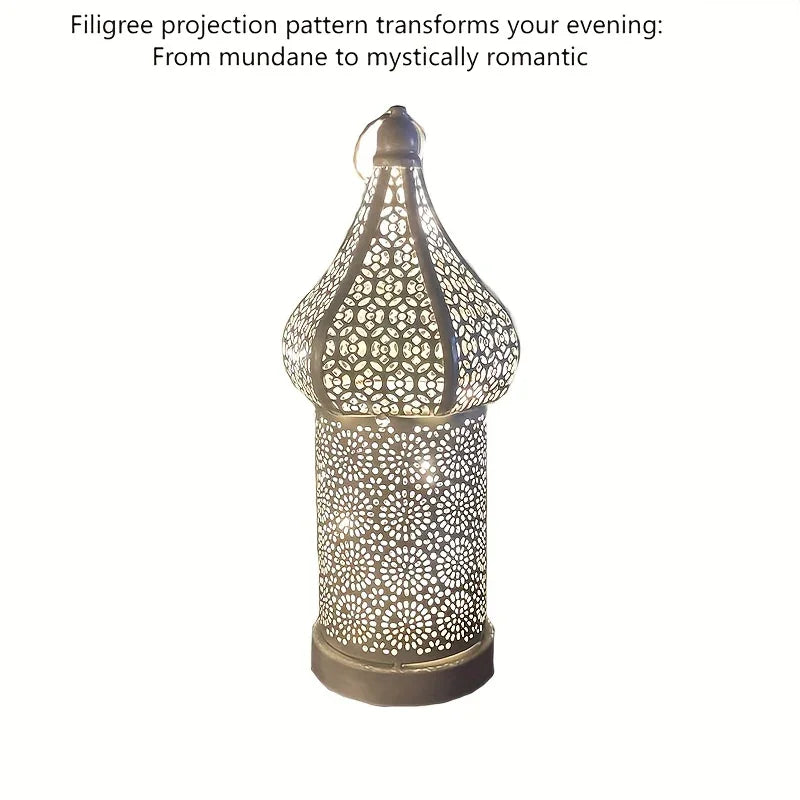 Christmas Decoration Led Illuminated Wind Lantern Iron Art Ornament, New Moroccan White Iron Hollow... - House Of Avana