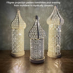 Christmas Decoration Led Illuminated Wind Lantern Iron Art Ornament, New Moroccan White Iron Hollow... - House Of Avana