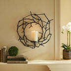 Circular Black Branch Wall Candle Holder Vintage Shopper