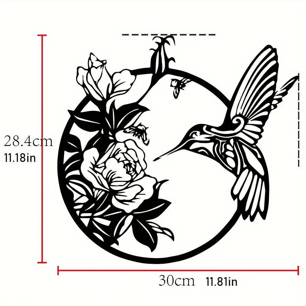 Circular Hummingbird Wall Art Decor - House Of Avana