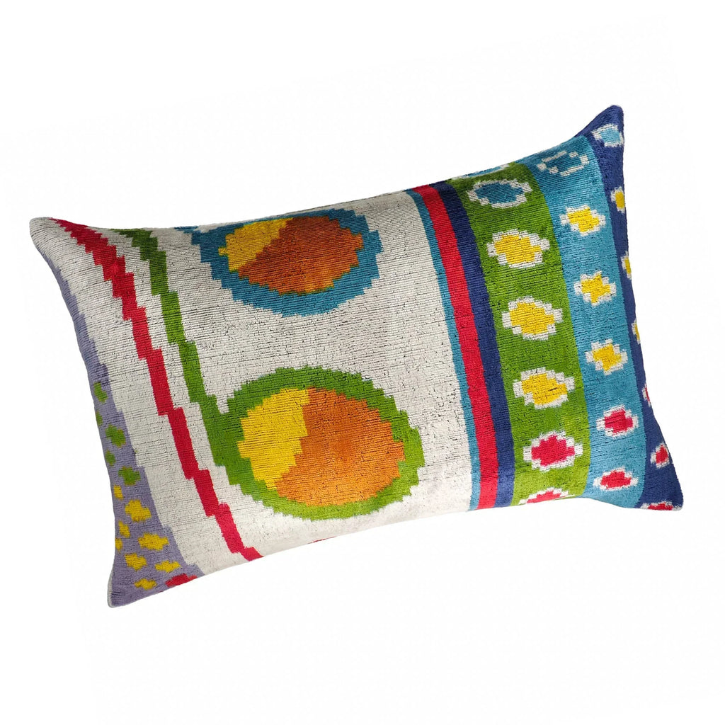 Circus Silk Velvet Ikat Throw Pillow Cover X 24, back view - House Of Avana