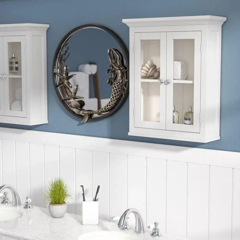 Classic 2-Door Bathroom Wall Cabinet in White Finish