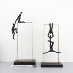 Retro Figure Ornament - Simple Metal Frame Gold | Mixed (Metal and) Figure Sculpture | dimensions | Abstract home decor | House of Avana