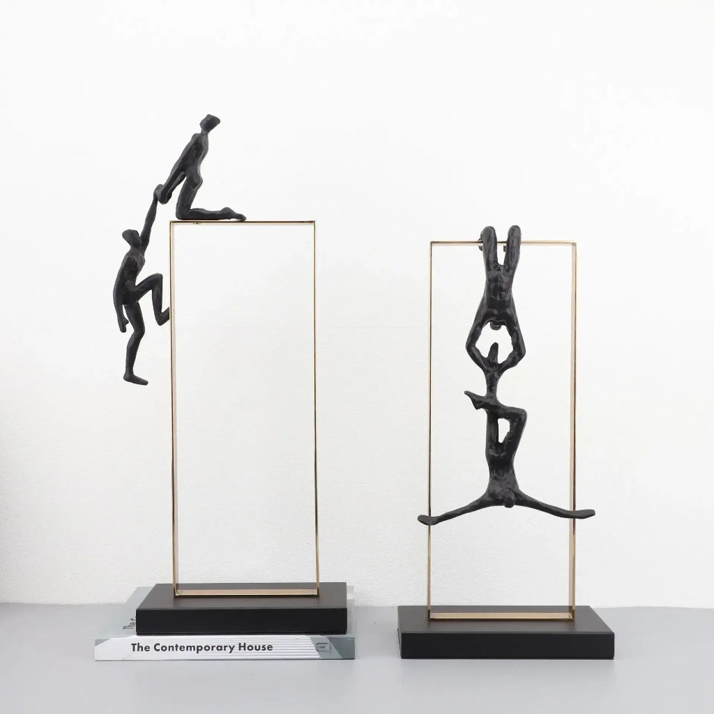 Retro Figure Ornament - Simple Metal Frame Gold | Mixed (Metal and) Figure Sculpture | dimensions | Abstract home decor | House of Avana