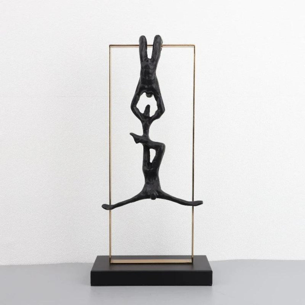 Retro Figure Ornament - Simple Metal Frame Gold | Mixed (Metal and) Figure Sculpture | detail view | Abstract home decor | House of Avana