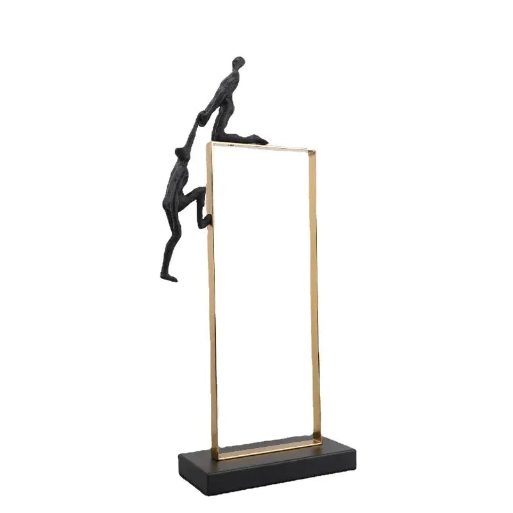 Retro Figure Ornament - Simple Metal Frame Gold | Mixed (Metal and) Figure Sculpture | angle view | Abstract home decor | House of Avana