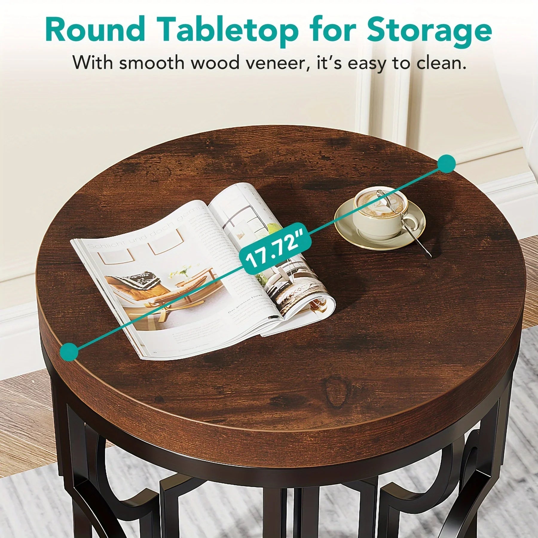 Round Metal Frame Accent End Table - House Of Avana