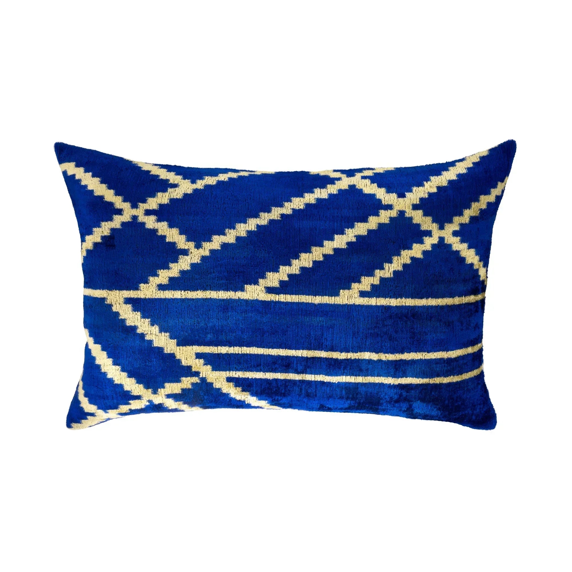 Coastal Silk Velvet Ikat Pillow Cover X 24, front view - House Of Avana
