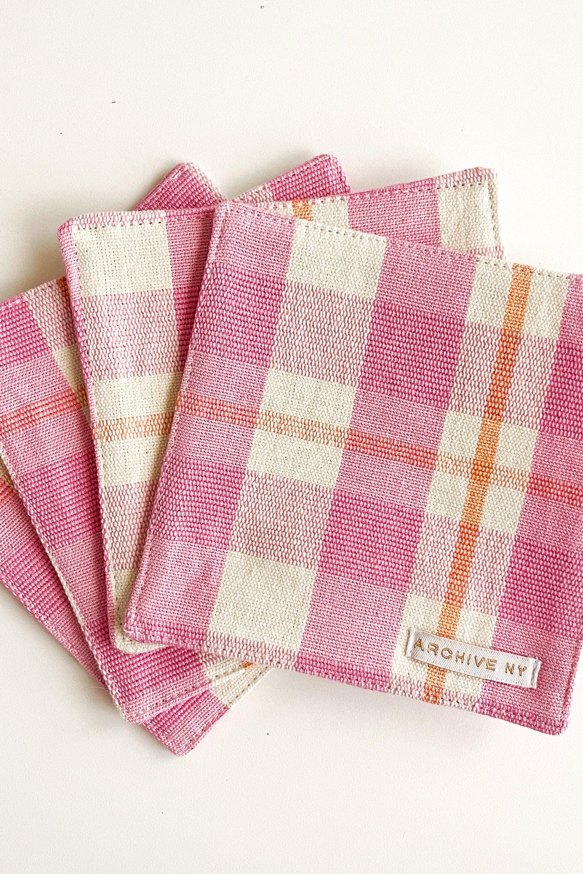 Abigail Bubblegum and Peach Plaid Coasters Archive New York