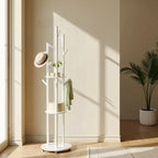 Freestanding Coat Rack Stand, Coat Tree with 11 Hooks, 3 Shelves, 4 Removable Wheels, for Hallway, Bedroom, Living Room House Of Avana