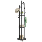 Freestanding Coat Rack Stand, Coat Tree with 11 Hooks, 3 Shelves, 4 Removable Wheels, for Hallway, Bedroom, Living Room House Of Avana