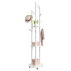Freestanding Coat Rack Stand, Coat Tree with 11 Hooks, 3 Shelves, 4 Removable Wheels, for Hallway, Bedroom, Living Room House Of Avana