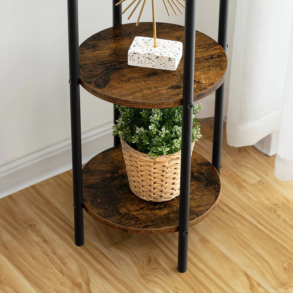 Coat Rack with Round Shelves and Hooks, 182.88 Cm Tall Steel Frame Multifunctional Clothes Scarf Hat... - House Of Avana