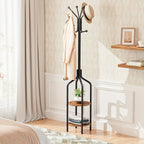 Coat Rack with Round Shelves and Hooks, 182.88 Cm Tall Steel Frame Multifunctional Clothes Scarf Hat... - House Of Avana
