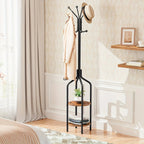 Coat Rack with Round Shelves and Hooks, 182.88 Cm Tall Steel Frame Multifunctional Clothes Scarf Hat... - House Of Avana [[SKU:HOA-CHS-002]]
