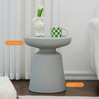 Gray minimalist wooden coffee table with rounded edges compact size and stable load-bearing design for living room