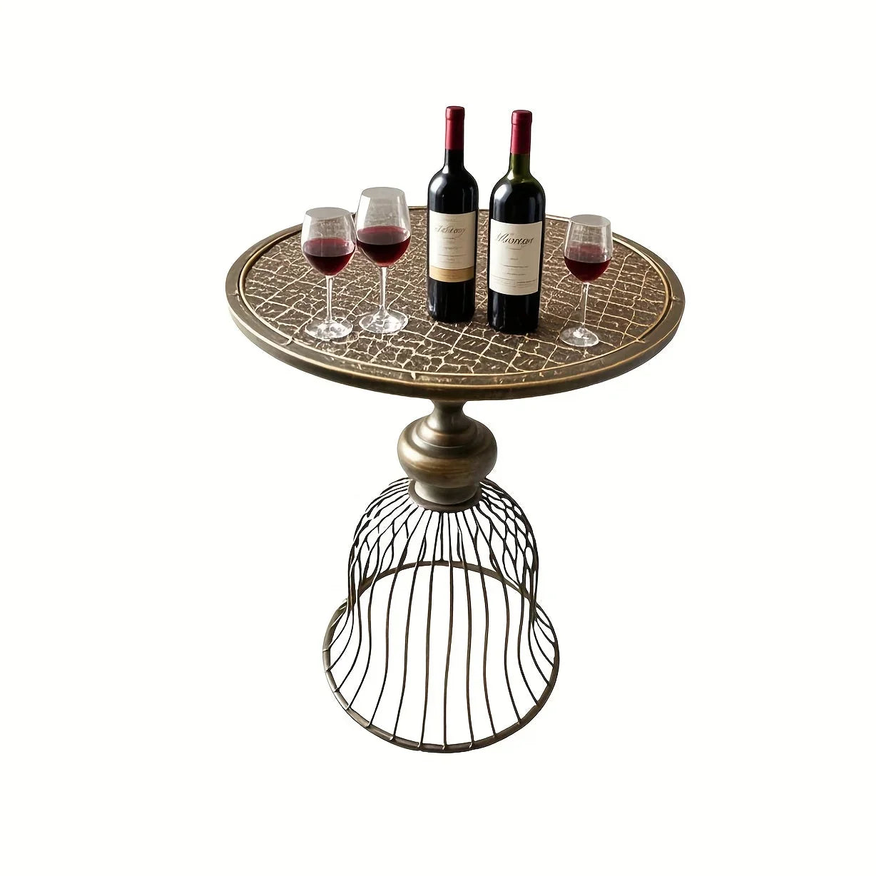Vintage Industrial Metal and Iron Coffee table - Antique Brass/ Copper-like finish, Heavy-Duty Outdoor/Indoor center or side table for Patio, Cafe, Bar, Living Room - No Wiring Needed, Easy Maintenance, Patio Furniture, Retro House Of Avana