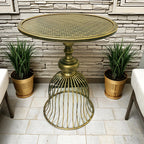 Vintage Industrial Metal and Iron Coffee table - Antique Brass/ Copper-like finish, Heavy-Duty Outdoor/Indoor center or side table for Patio, Cafe, Bar, Living Room - No Wiring Needed, Easy Maintenance, Patio Furniture, Retro House Of Avana